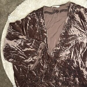 Lucky Brand Cropped Velvet Embroidered Kimono